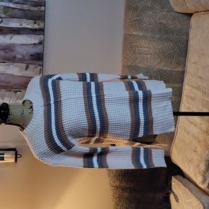 Arizona Chunky Neutral Striped Waffle Knit Tunic Sweater